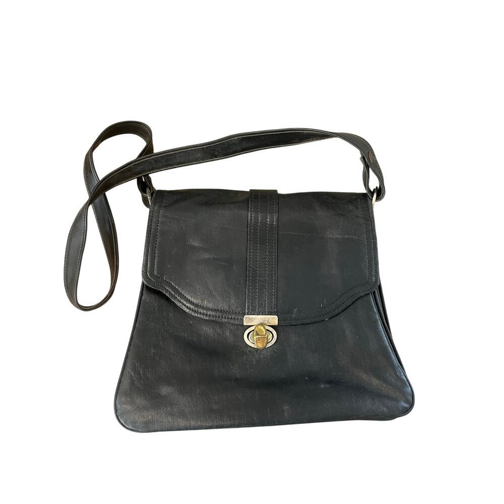 Vintage Garay Black Leather Shoulder Bag - Picture 1 of 8